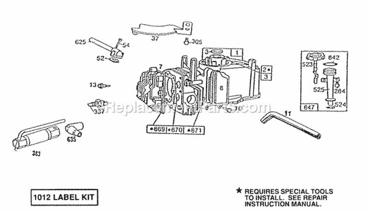 Cylinder AssyHigh Oil Fill Diagram and Parts List for 091702-0127-02  Briggs and Stratton Engine